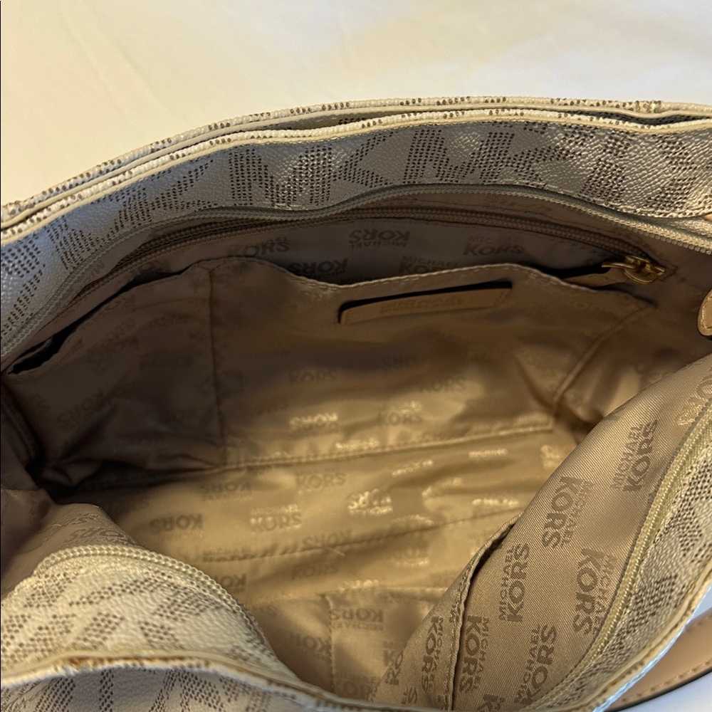 Michael Kors Shoulder Bag - Taupe with Brown Strap - Picture 9 of 11